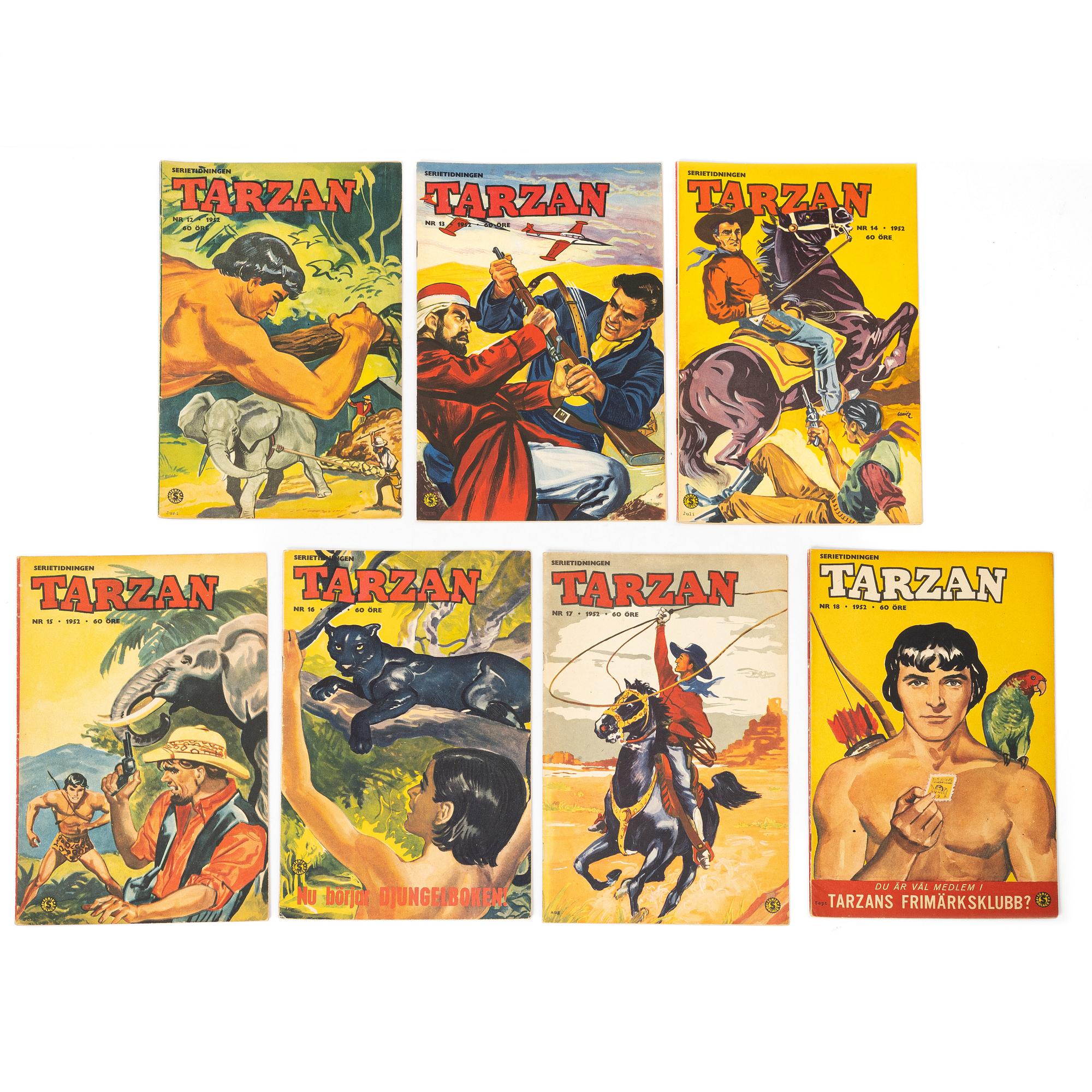 Comic books, 21 pieces, “Tarzan”, 1952.