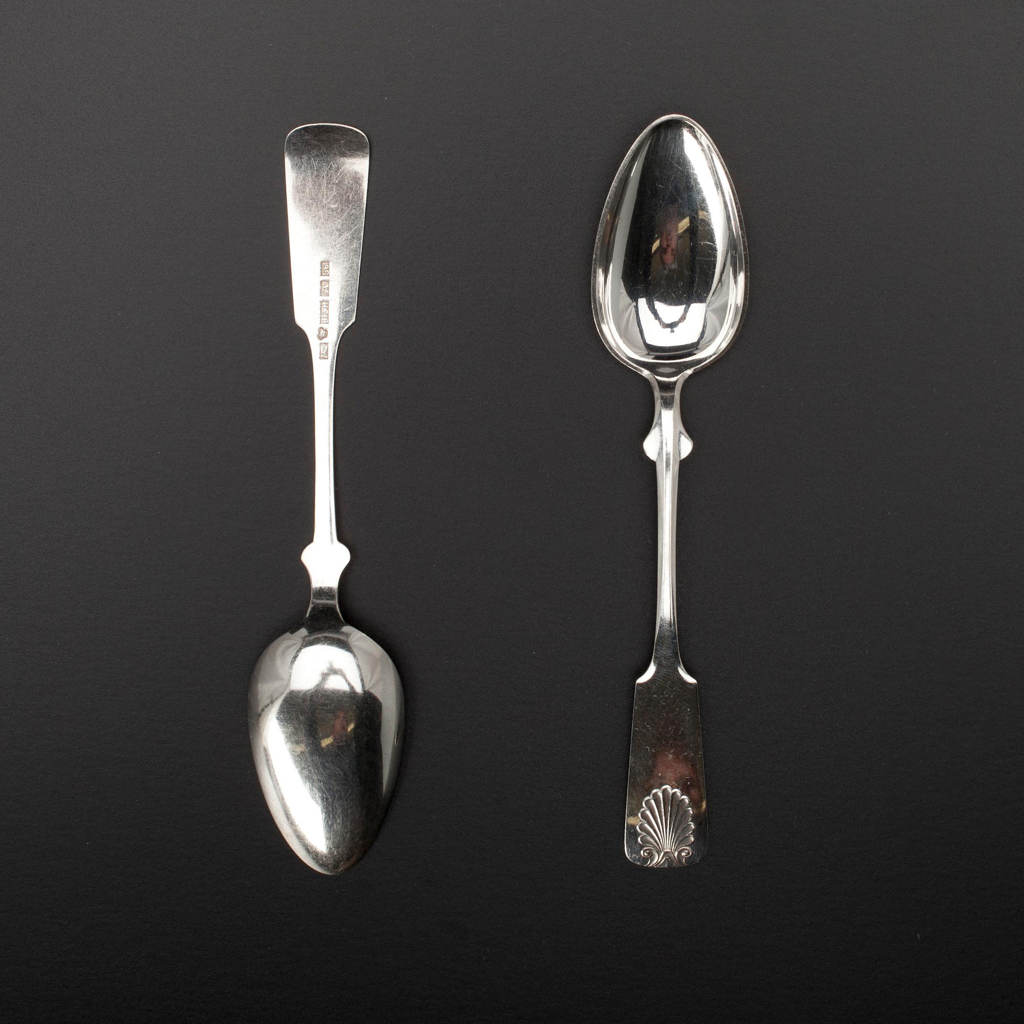 TESKEDAR, silver, Mussla-modell, Finska Guldsmeds AB, Åbo 1936. Vikt 130 g.
