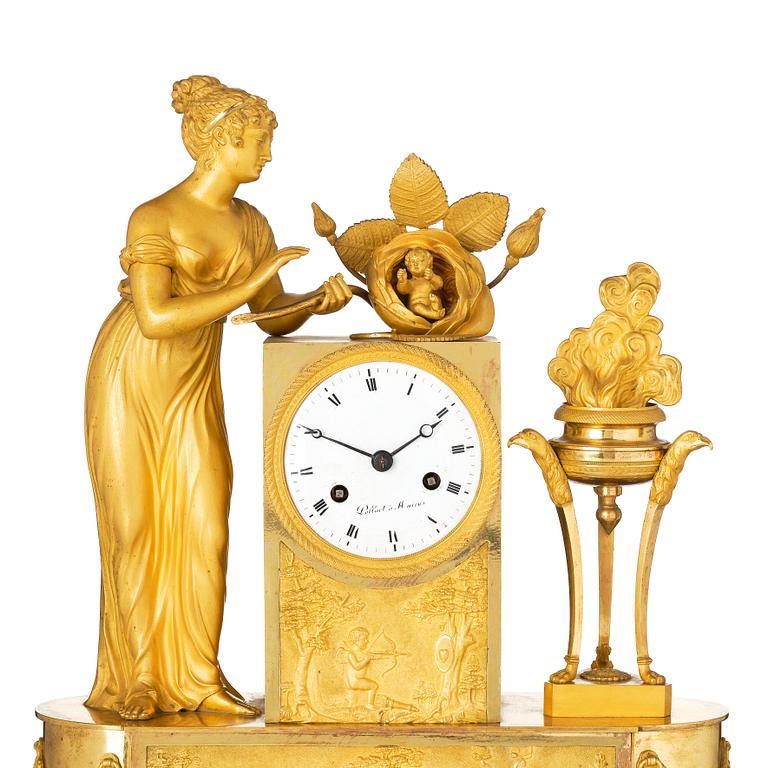 An Empire ormolu mantel clock, 'Allegory of the birth of the Duke of Bordeaux', early 19th century.