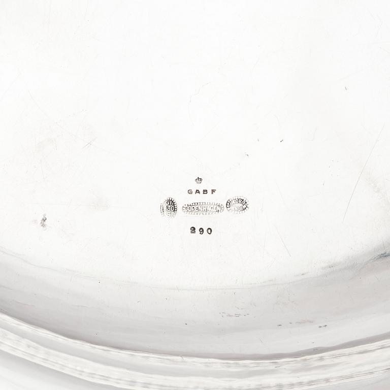 Georg Jensen, a silver tray, model 290, Copenhagen 1915-27, Swedish import marks GABF.