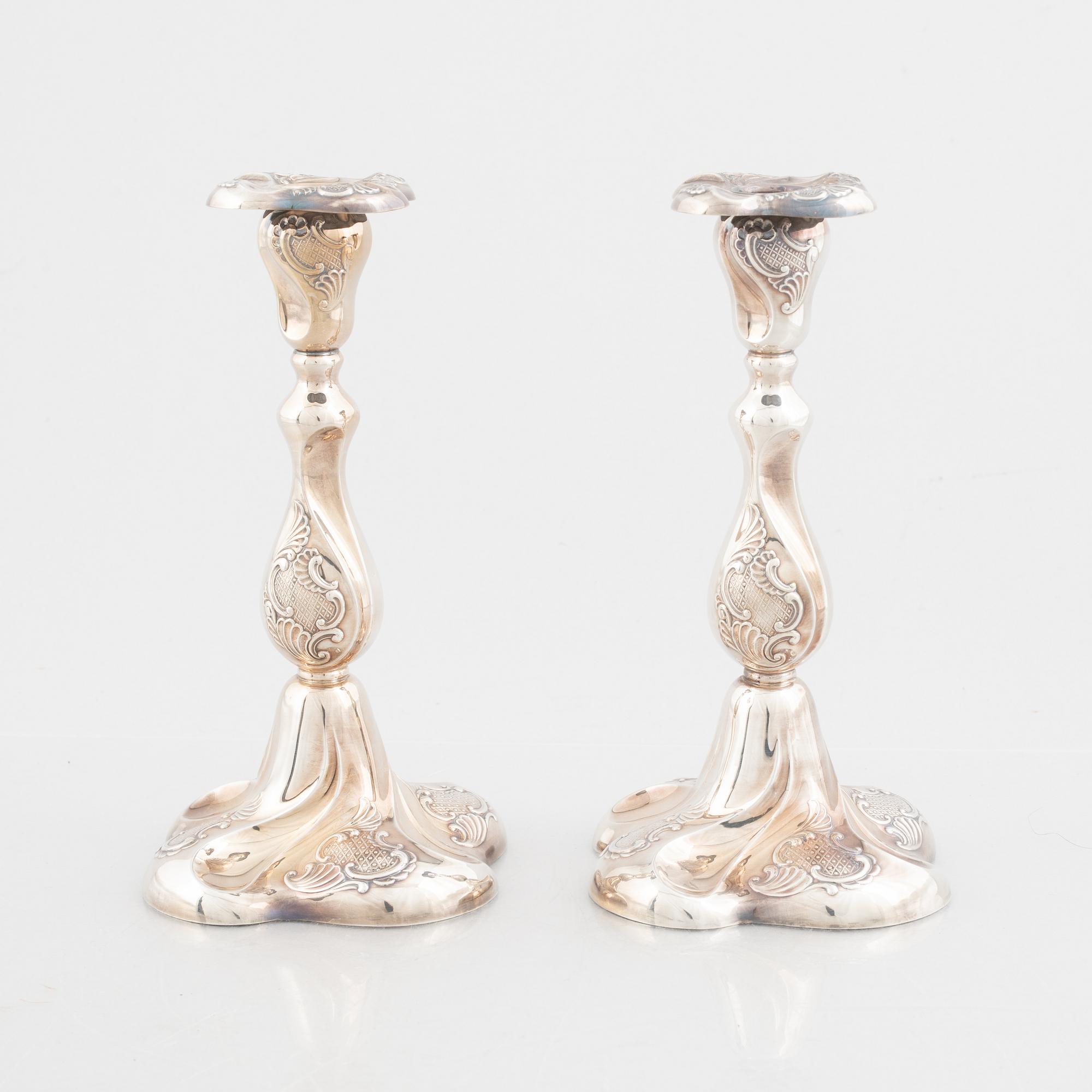 A pair of Norwegian silver candlesticks, mark of Th. Marthinsen Sølvvarefabrikk,  20th Century.