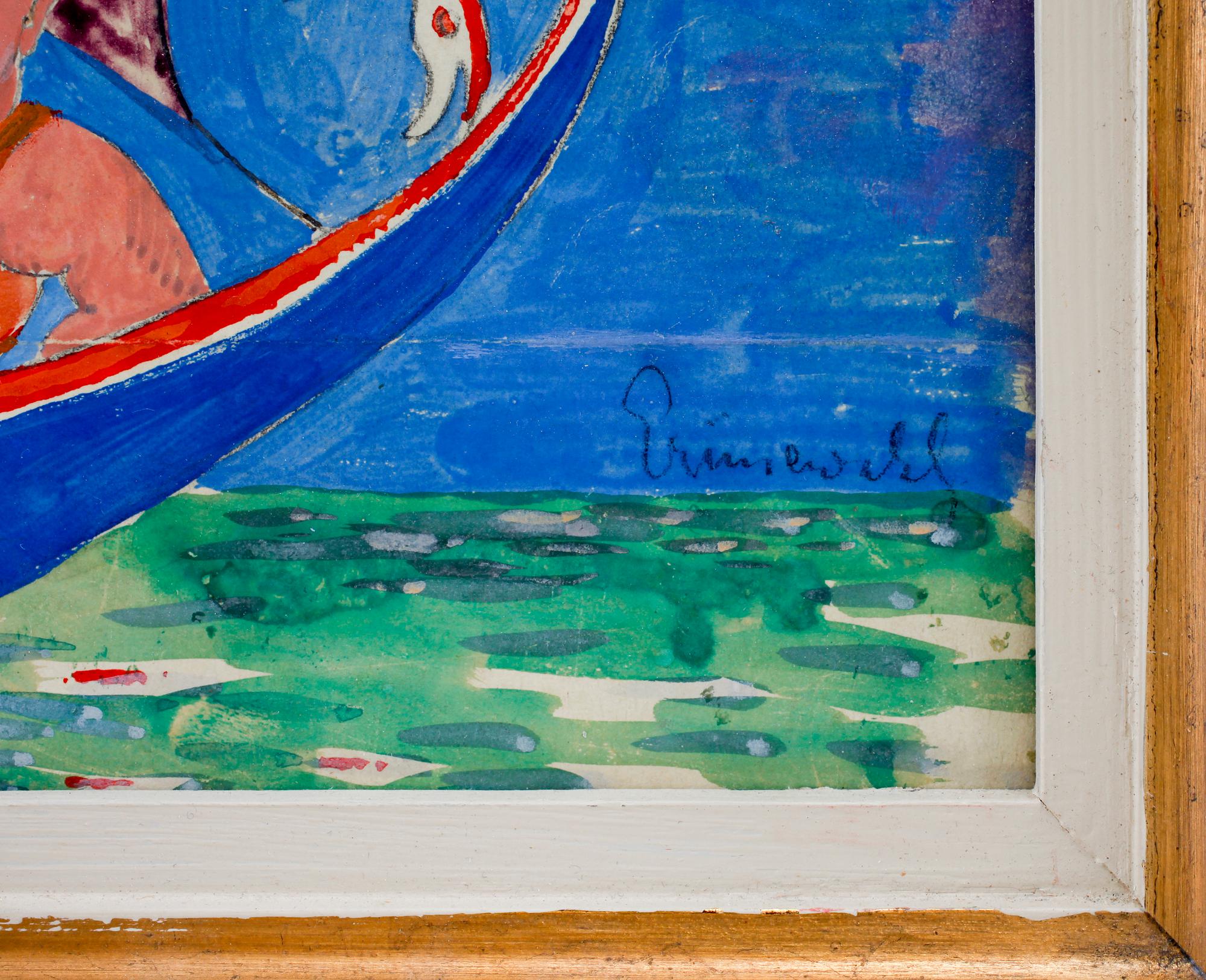 ISAAC GRÜNEWALD, blandteknik på pannå. Sign.