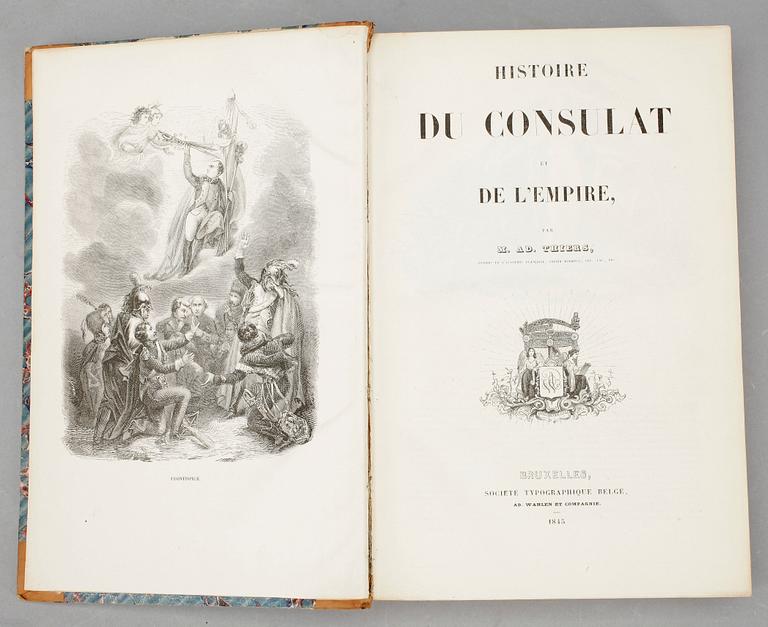 BÖCKER, 2+1 band, "Histoire de la Revolution Francaise" o "Histoire du Consulat et de Lèmpire", Bryssel, 1840 resp 1845.