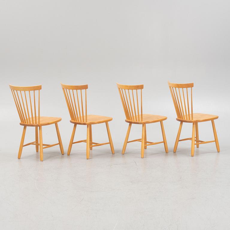 Carl Malmsten, a set of four 'Lilla Åland' chairs, Stolab, 1988.