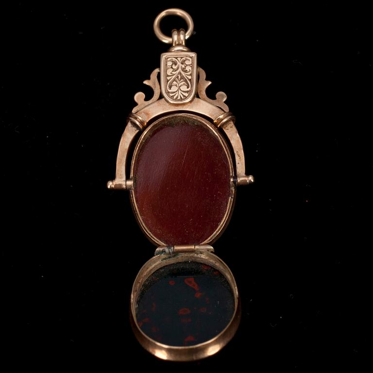 3 DAMFICKUR + SIGILL, guld, emalj, agat.