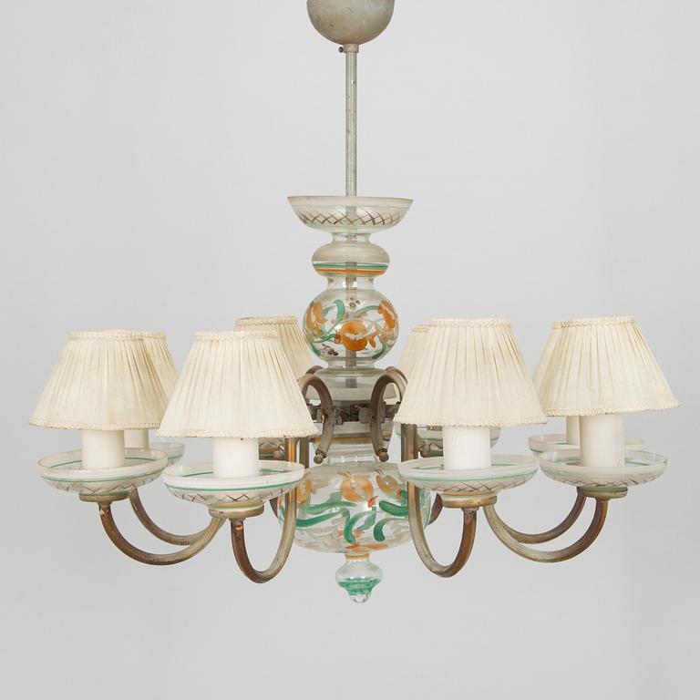 Paavo Tynell, A 1940s '1752/8' chandelier, for Taito and Kauklahden Lasitehdas. Finland.