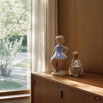 Lisa Larson, two stoneware figurines, 'Dora' & 'Charlotta' from the series 'ABC-flickorna', Gustavsberg, Sweden.