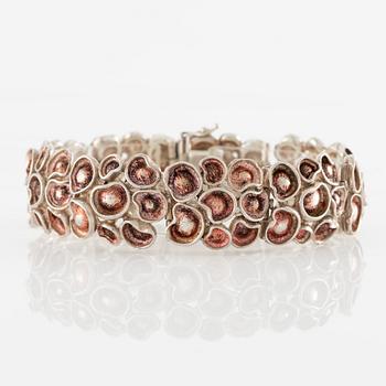 Eric Robbert, pendant and bracelet, silver and enamel.