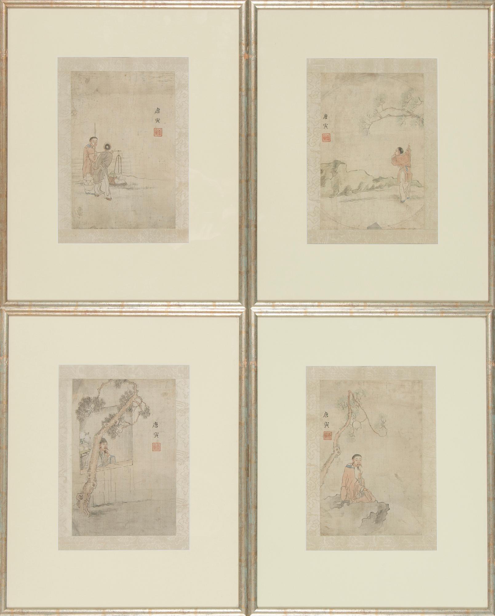 A set of four chinese paintings, late 19th/early 20th c. Shanghai School.