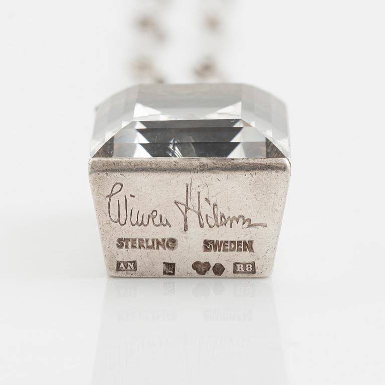 Wiwen Nilsson, hängsmycke sterlingsilver med trappslipad bergkristall, Lund 1943.