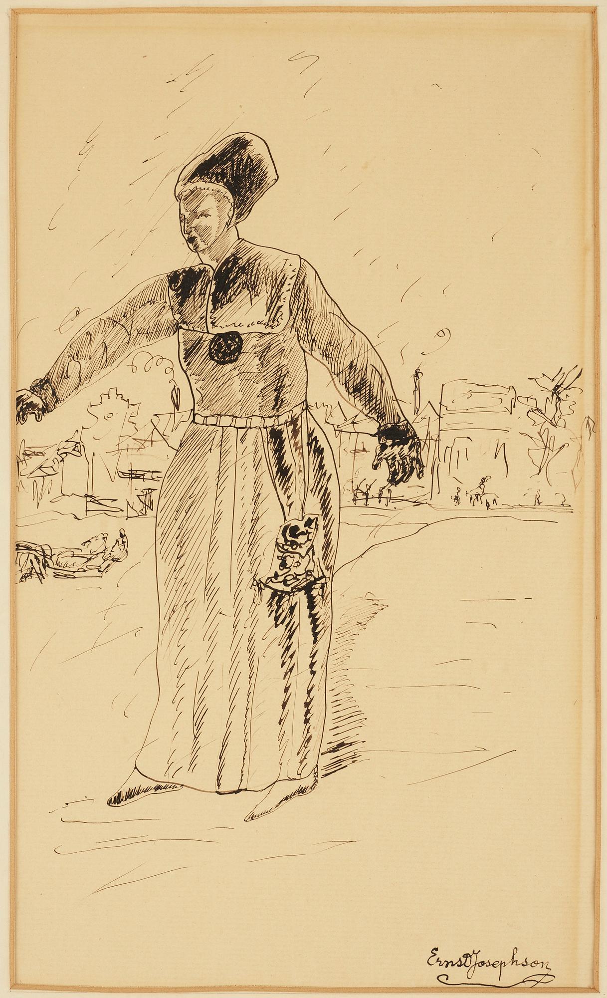 ERNST JOSEPHSON, tuschteckning, sign.