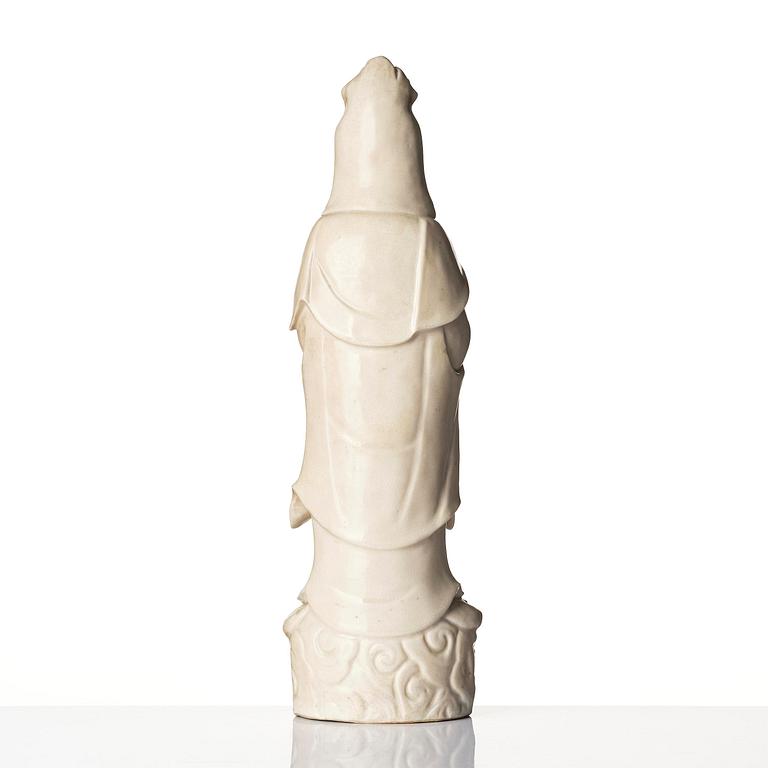 A blanc de chine figure of Guanyin, Qing dynasty.