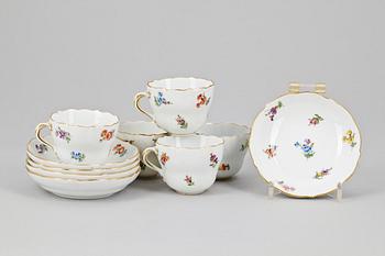 MOCCAKOPPAR med FAT, 5 delar, Meissen, 1900-talets första hälft.