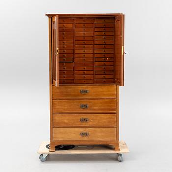 A mahogny veneered art noveau archive cabinet, early 20th Century.