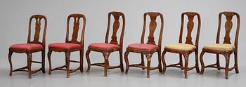 247. Six matched Swedish Rococo 18th cent chairs.