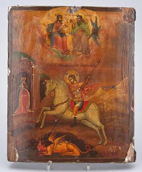 IKONI, Venäjä, Pyhä Yrjö ja lohikärme, 1800-luvun loppupuoli.