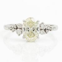 Ring 18K white gold with an oval brilliant-cut diamond 1.29 ct, accompanied by GIA report.