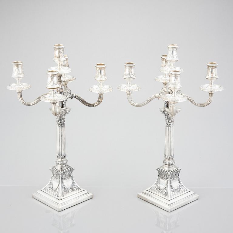 A pair of Swedish silver candelabras, mark of Svea Svensson, Stockholm 1908.