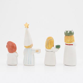 Lisa Larson, four stoneware Lucia figurines, K-studion, Gustavsberg.