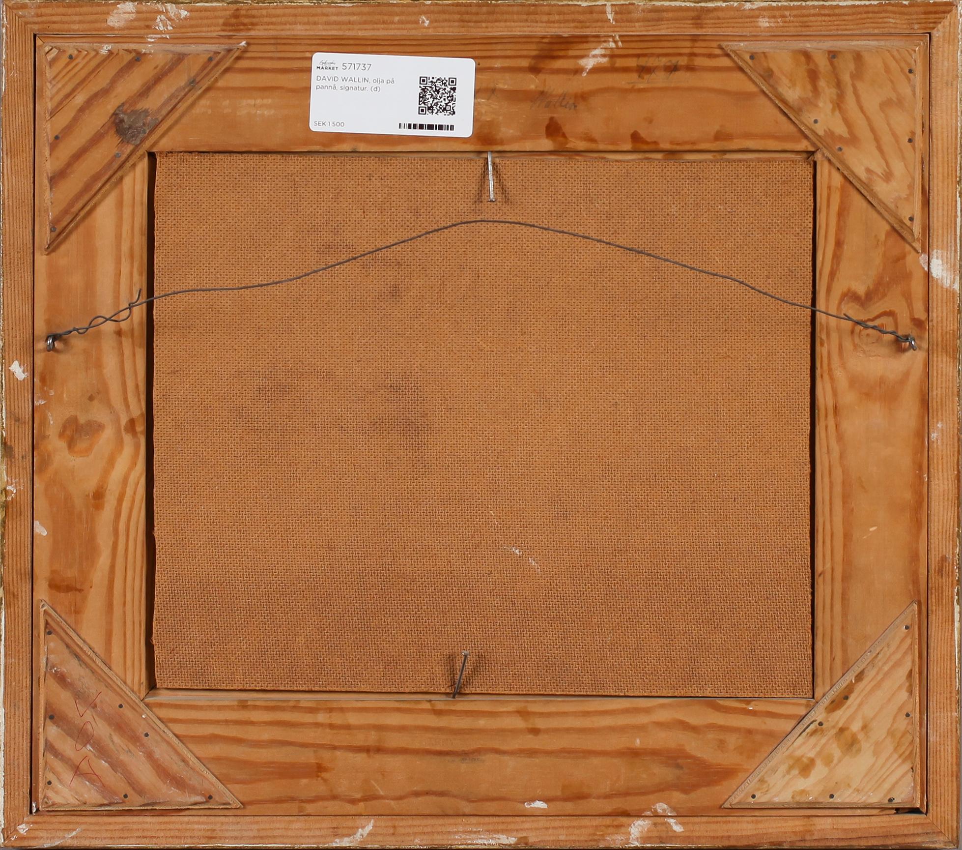 DAVID WALLIN, olja på pannå, signatur.