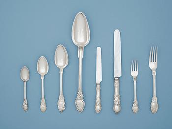 1024. A Swedish 19th century 127 piece silver table-service, makers mark of Gustaf Möllenborg, Stockholm 1843-1861.