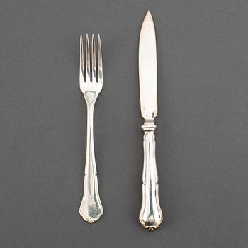 A set of 24 (12+12) fruit-cutlery, marked T.E., Stockholm 1927.