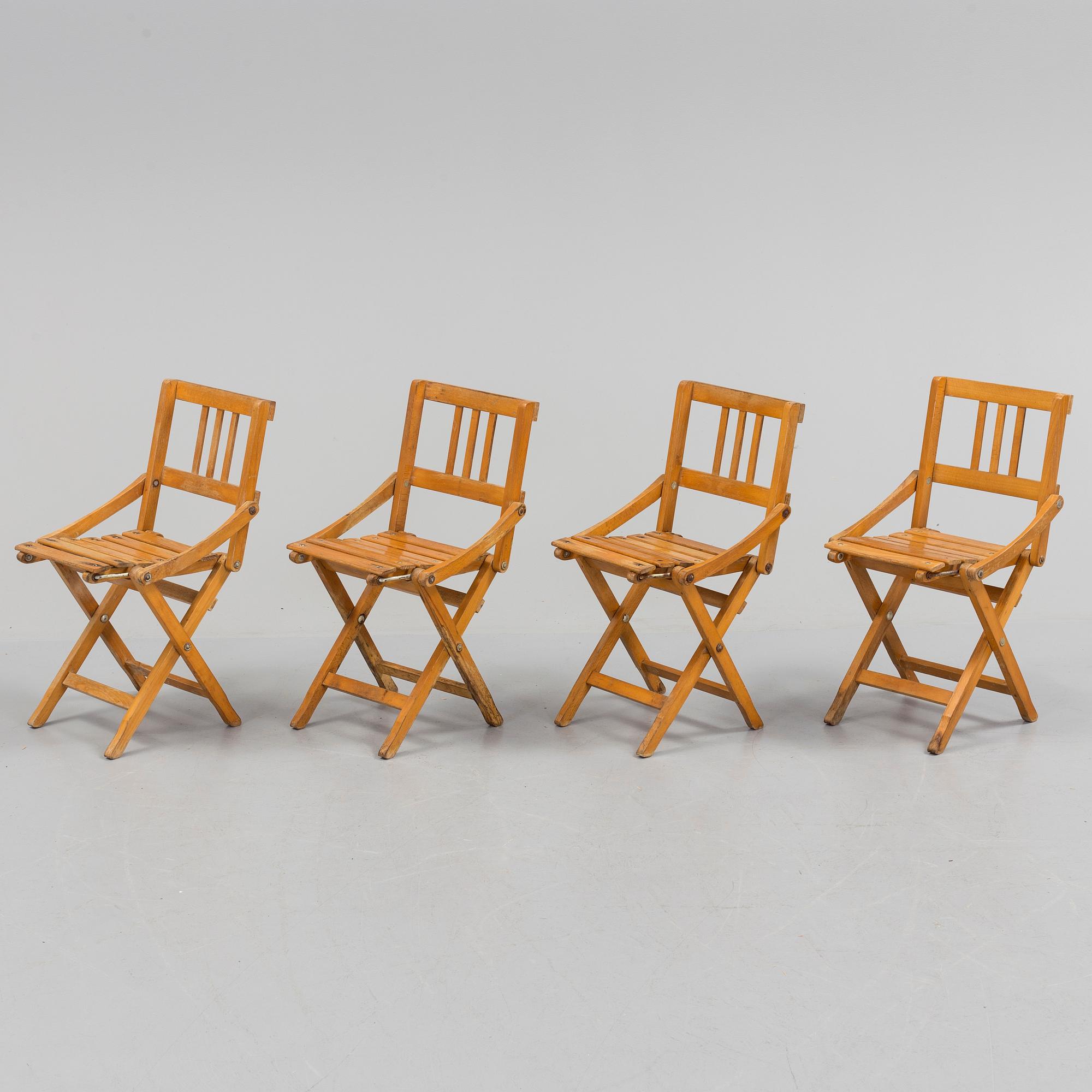 A set of four child chairs by Brevetti Reguitti, Italy, 1950s.