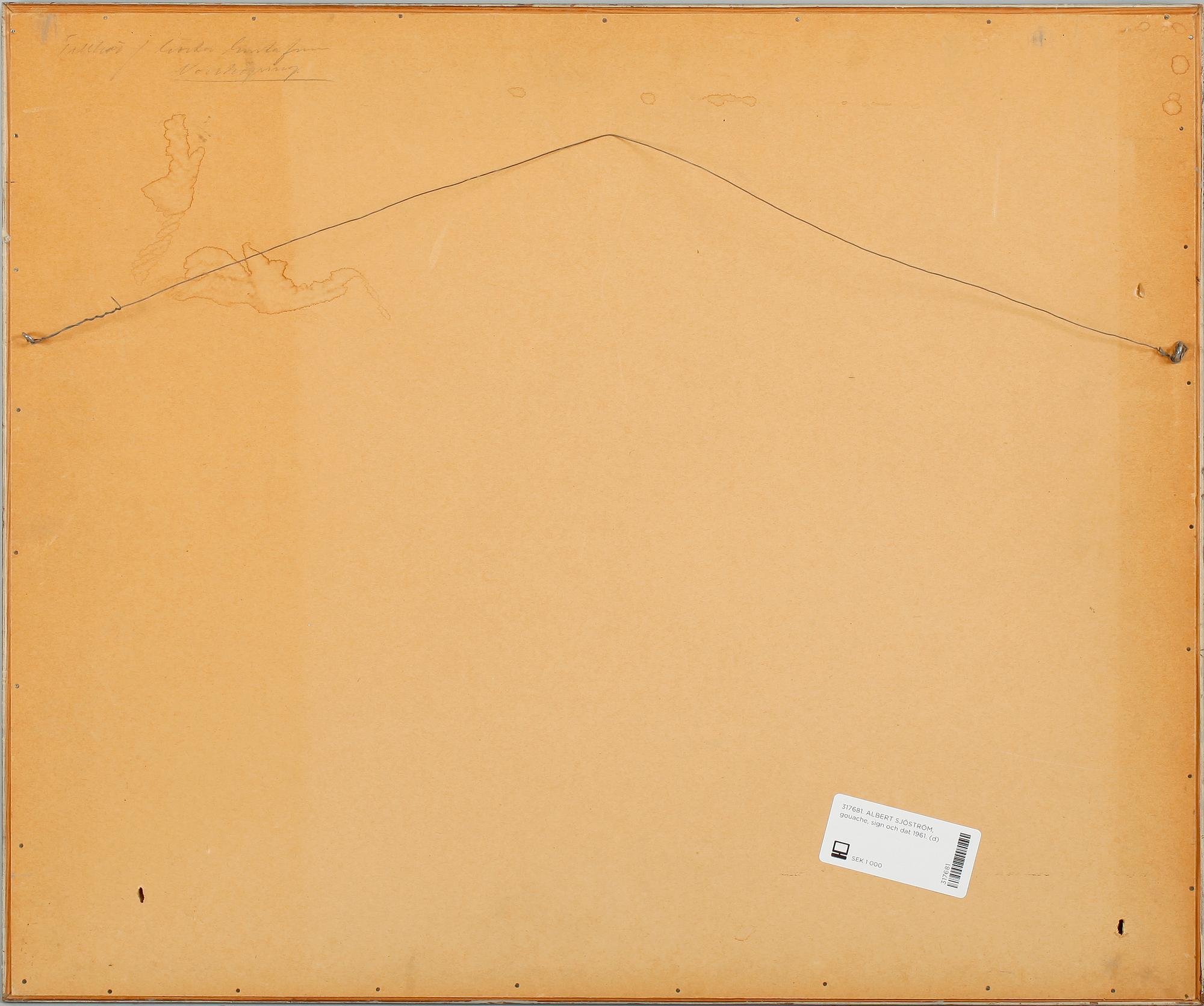 ALBERT SJÖSTRÖM, gouache, sign och dat 1961.