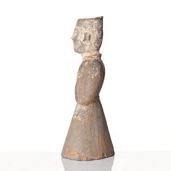 A pottery figure of a standing male figure, Han dynasty (206 BC - 220 AD).