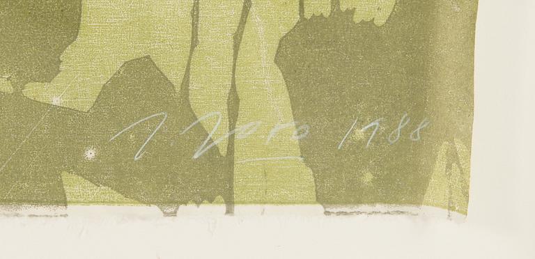 Juha Joro, woodcut, triptych, signed and dated 1988.