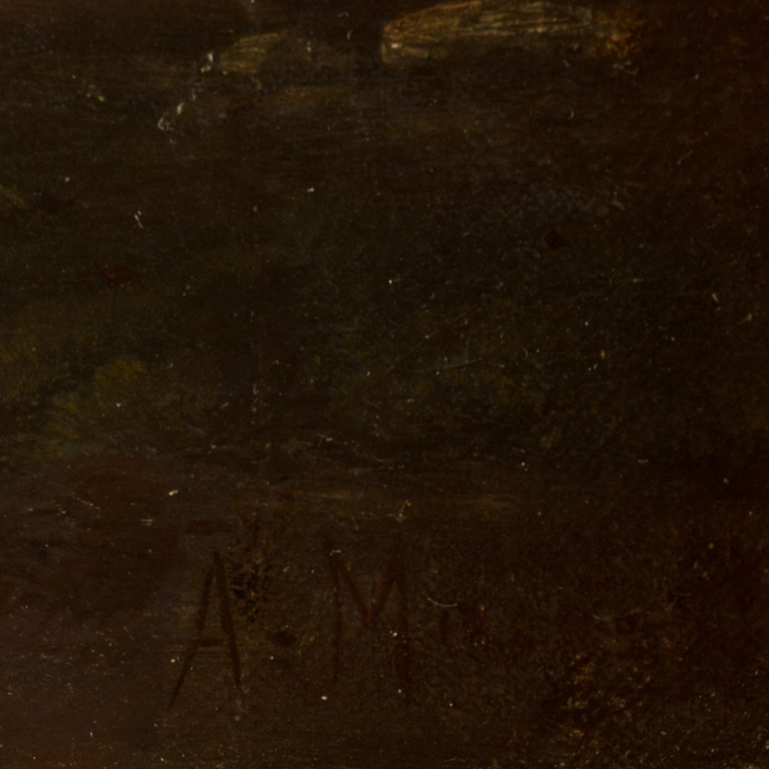 OKÄND KONSTNÄR, olja på dubblerad duk, monogramsignerad. A.M. 1800-tal.
