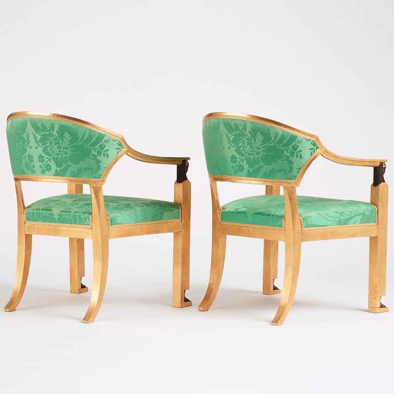 A pair of late Gustavian armchairs, Stockholm, around 1800.