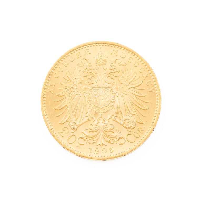 Guldmynt, Österrike-Ungern, 20 Corona, 1895.