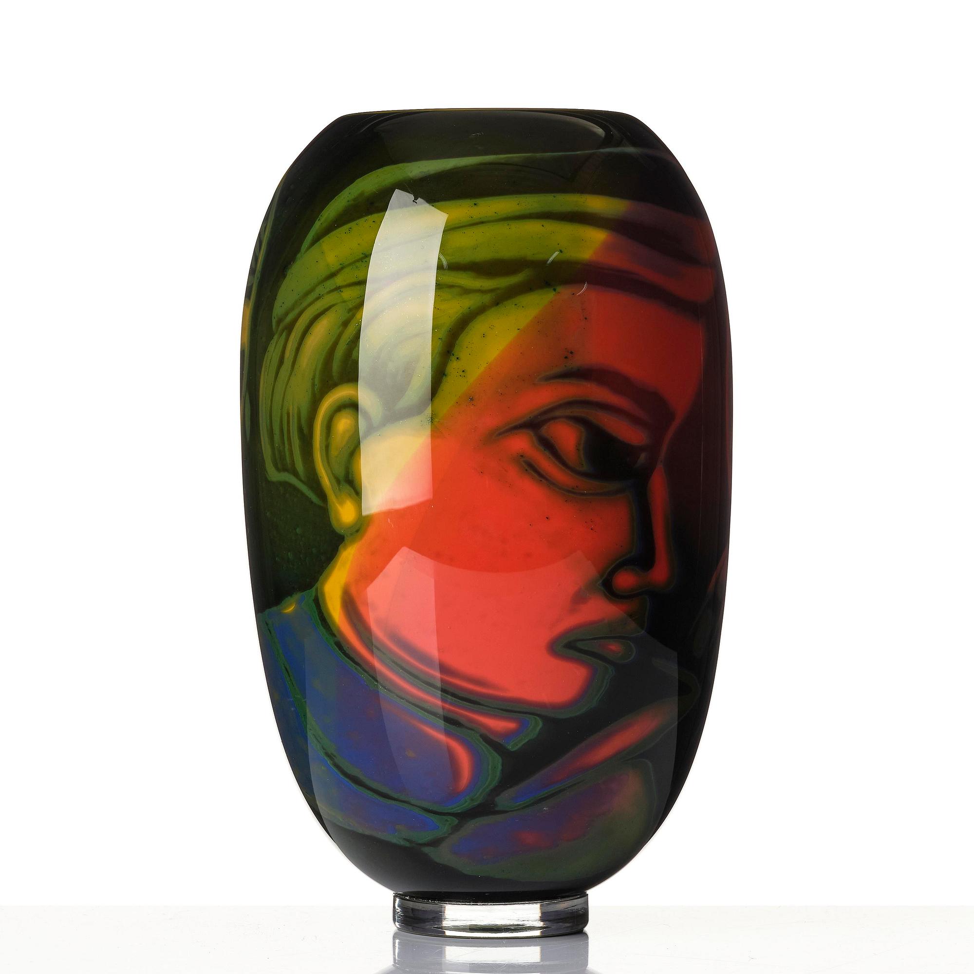 Eva Englund, a unique graal glass vase, Muraya, Sweden 1993.