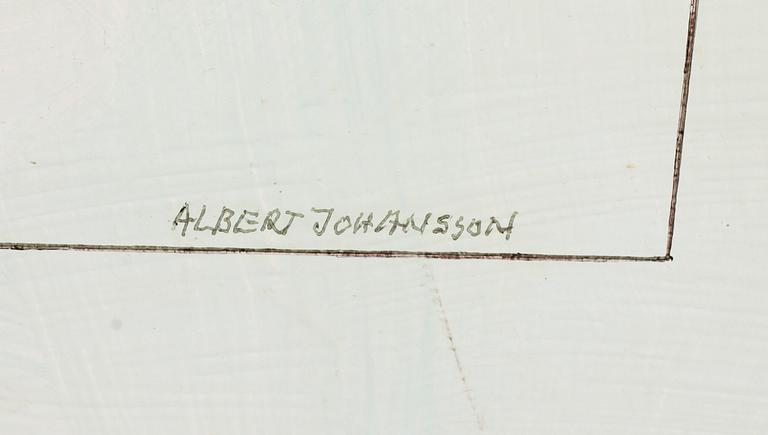 ALBERT JOHANSSON, olja på pannå, signerad.