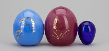 GLASÄGG, 2+1 st, signerade Edna Hibel/Nuutajärvi Notsjö, Harri Jokinen, Iittala. 1900-talets slut.