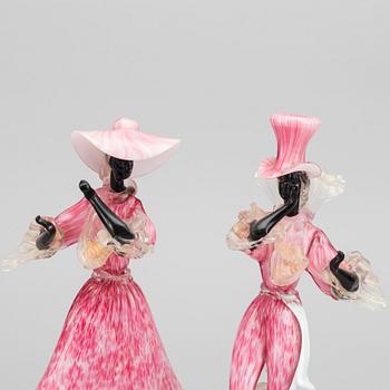 FIGURINER, glas, ett par. Murano, 1900-talets mitt.