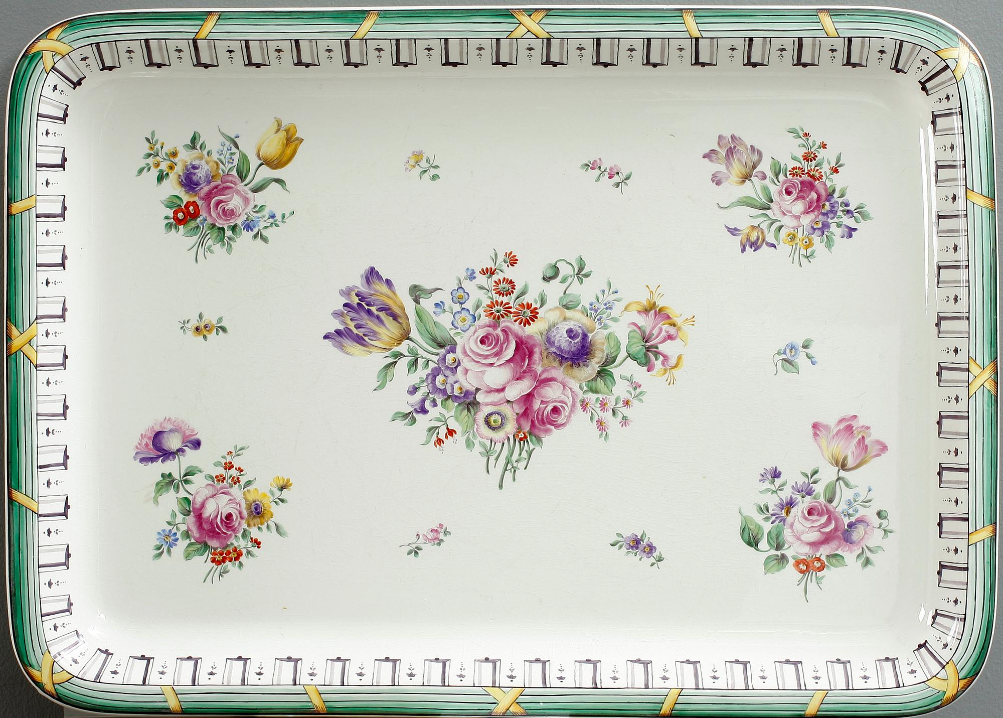 BRICKBORD, med fajansbricka, Rörstrand 1900-tal.