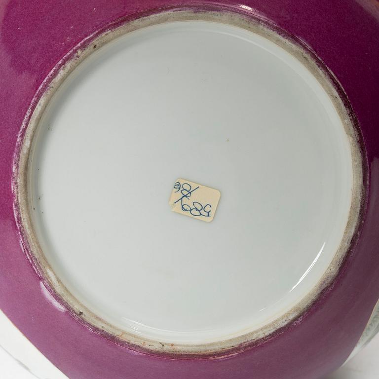 A pink ground Chinese famille rose vase, 20th century.