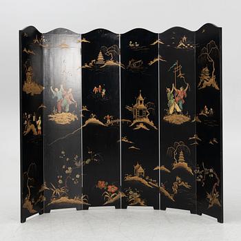 Vikskärm, lackat trä, omkring 1900-talets mitt.