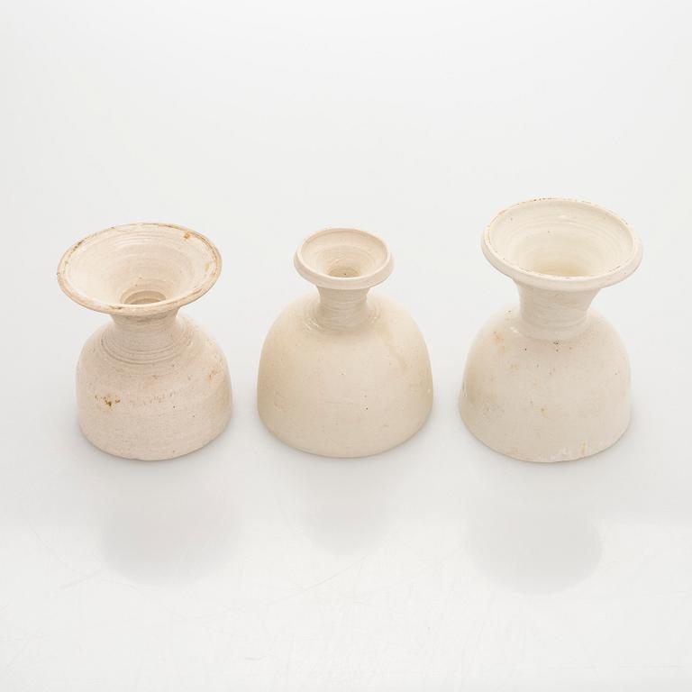 Kyllikki Salmenhaara, A set of three stoneware goblets, signed KS.