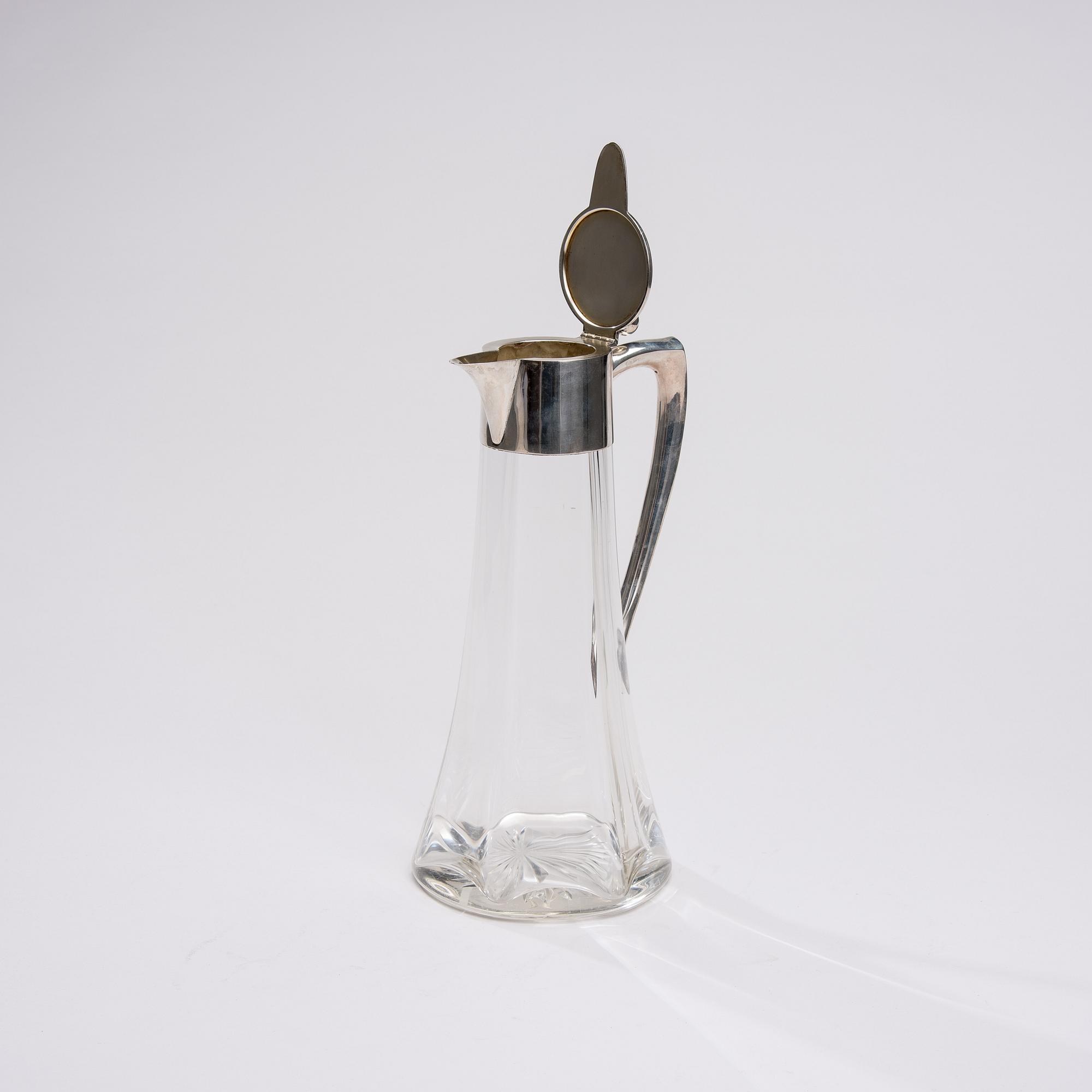 VINKANNA, silver och glas Tyskland ca 1900.