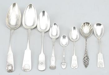 PART SKEDAR, silver, 21 delar, bl a Finland, 1900- samt 1800- tal. Vikt ca 479 gram.