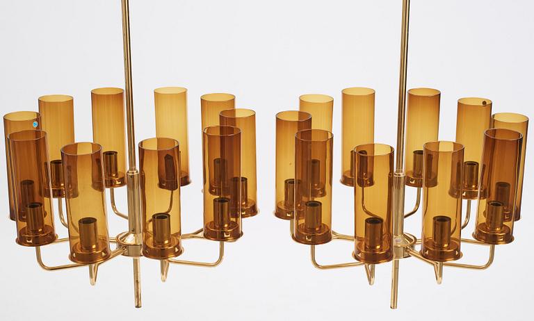 Hans-Agne Jakobsson, a pair of, "Sonata" chandeliers, model T-434/10, Hans Agne Jakobsson AB, Markaryd, Sweden 1960-70s.