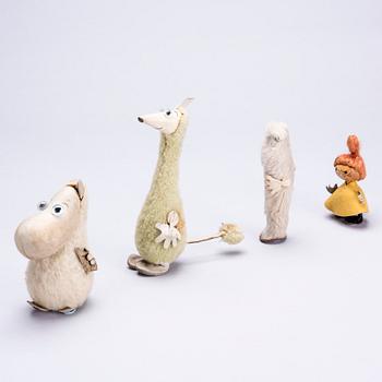 MUMINFIGURER, 4 st, Atelier Fauni, Finland, 1950-60-tal.