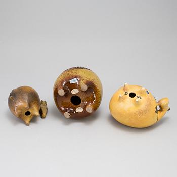 A set of three "Stora Zoo" stoneware figurines by Lisa Larson for Gustavsberg.