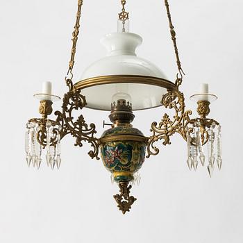 Ceiling-mounted gas lamp, Art Nouveau, circa 1900.