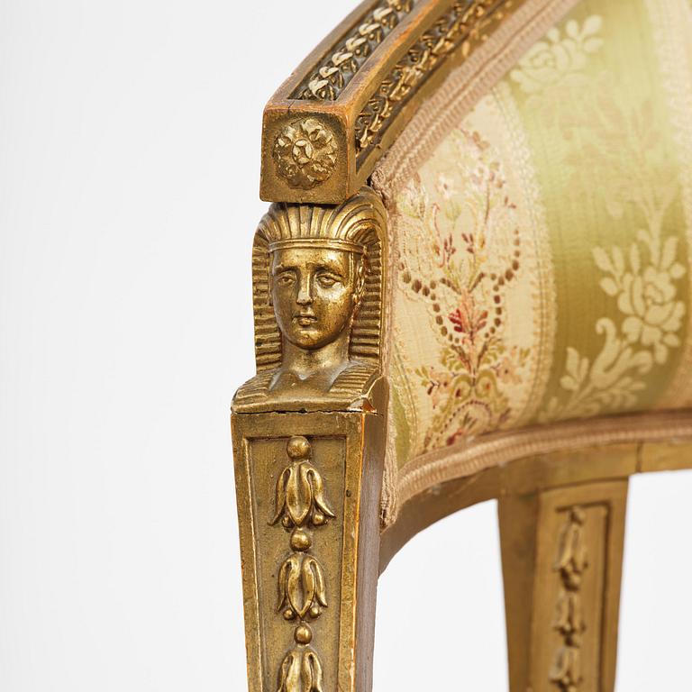 A pair of late Gustavian open armchairs attributed to E. Ståhl (master in Stockholm 1794-1820).