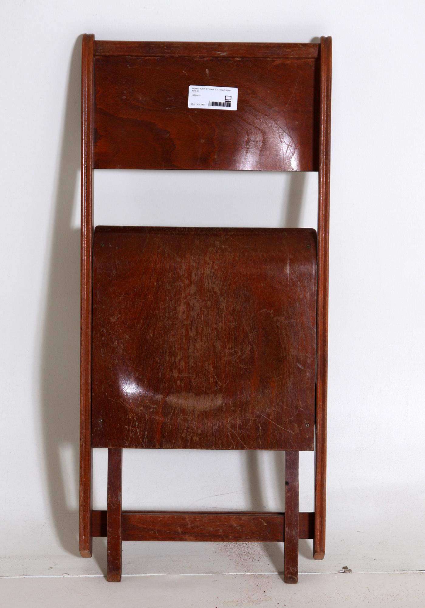 KLAPPSTOLAR, 8 st. "Topp"-stolen. 1940-tal.