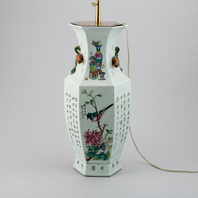 A large Chinese vase, mounted as a lamp, first half of 20th Century.